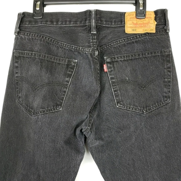 Mens Levi's 501 Straight Jeans Button Fly Black - Picture 5 of 8